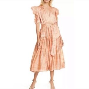 ULLA JOHNSON Eudora Organza Midi Dress Sz 0